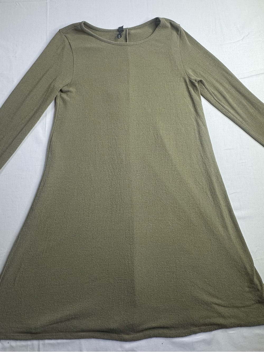 Olive Green Long Sleeve A-Line Dress
